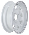 13x4.5 White Painted Steel Spoke Trailer Wheel with Pinstripes 4 Lug